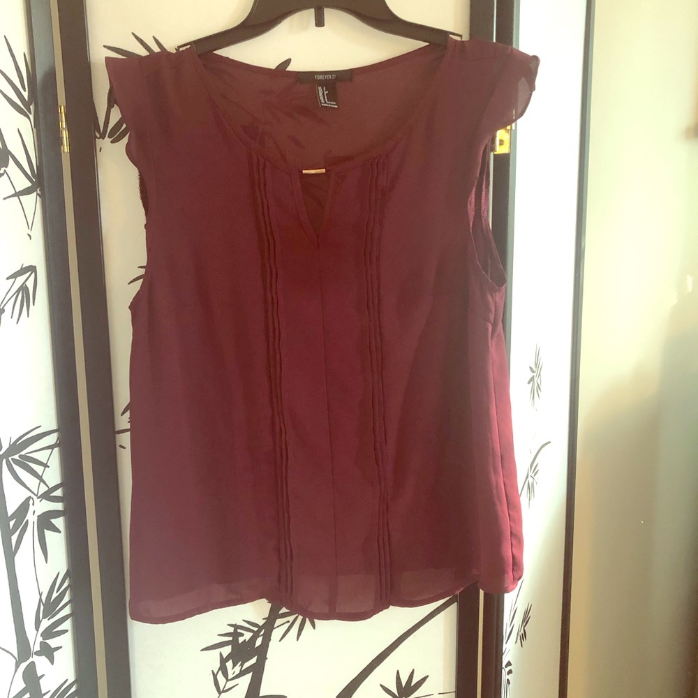 Burgundy flutter sleeve top